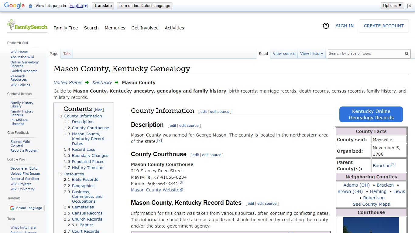 Mason County, Kentucky Genealogy • FamilySearch